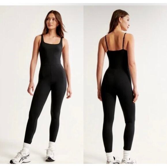Abercrombie & Fitch Black Ponte Unitard One Piece Jumpsuit Athletic Lounge XSP - Picture 1 of 8